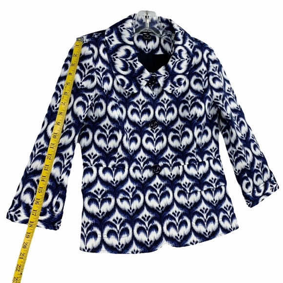 Ellen Tracy Ikat Inspired Peplum Style Blazer Jacket Blue White Black St… - Picture 14 of 16